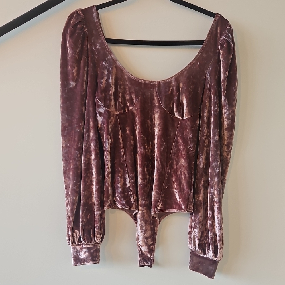 Wayf Velvet Scoop Neck Bodysuit